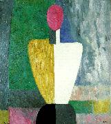 Kazimir Malevich, half figure with a  pink face